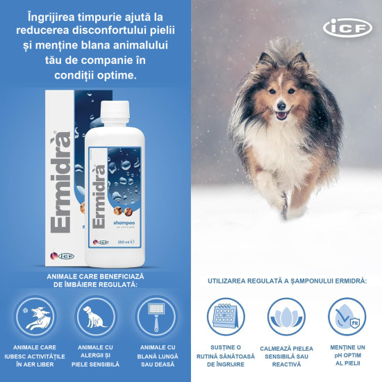 Șampon Dermatologic pentru Câini și Pisici Ermidra, 250 ml – ICF